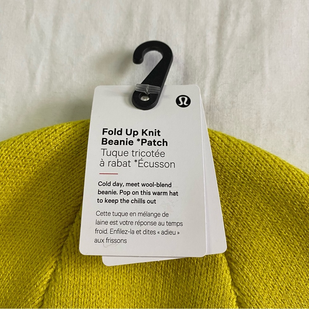 Lululemon Fold Up Knit Beanie *Patch SOLL Soleil Yellow Size S/M - Picture 4 of 5